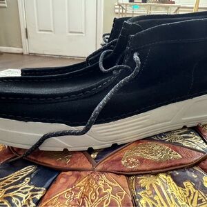 Clarks Dark Chukka Boots with Light Sole